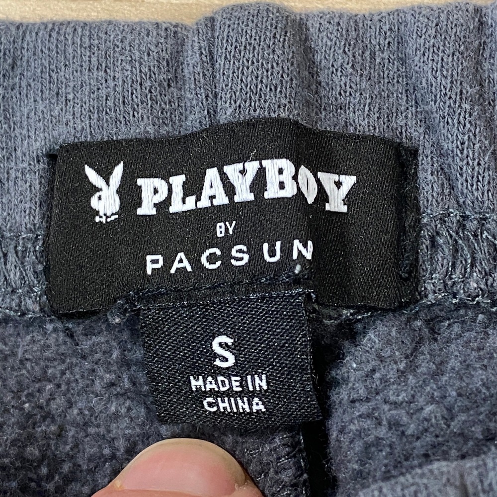 Playboy by PacSun Mens Small Charcoal Grey Fleece Jogger Sweatpants Rabbit Logo - Picture 3 of 8